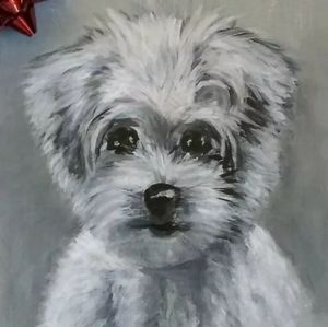 Maltese little dog 11" by 14" picture painting pet